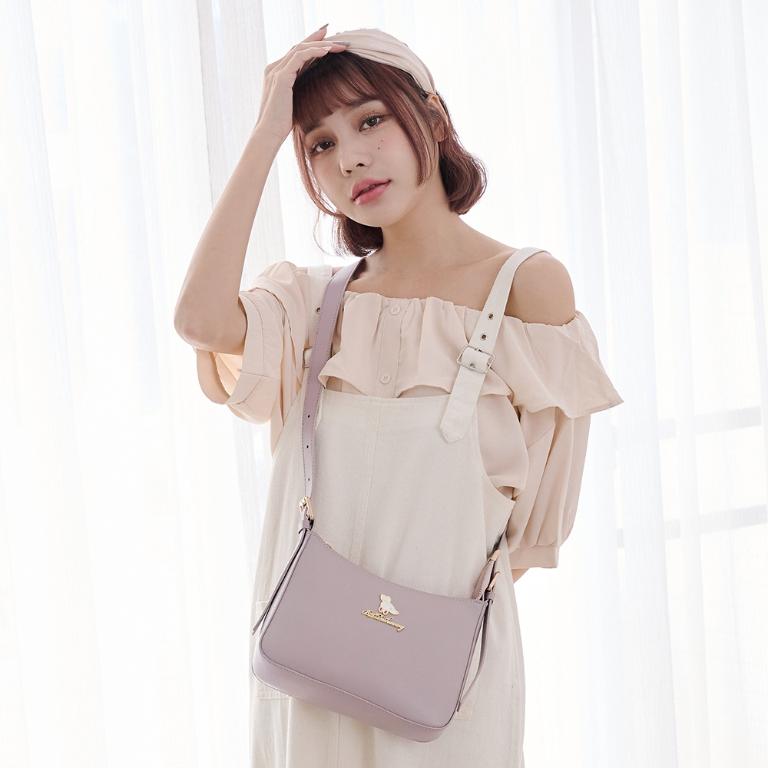 B.S.D.S冰山袋鼠 - 午後濃茶 - 簡約手提兩用月亮包 - 芋奶紫【P6152-PR】