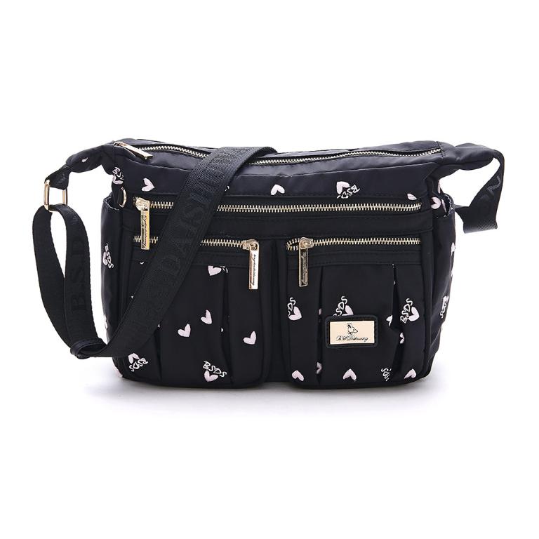 B.S.D.S冰山袋鼠 - 勾心紅妝 - 甜美刺繡造型多層斜背包 - 心型粉【G5035K】