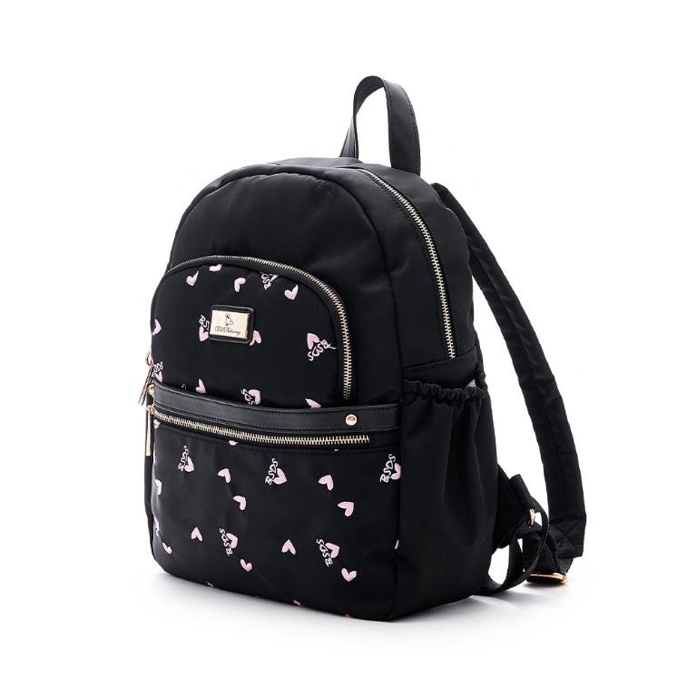 B.S.D.S冰山袋鼠 - 勾心紅妝 - 甜美刺繡多口袋後背包 - 心型粉【G043K】