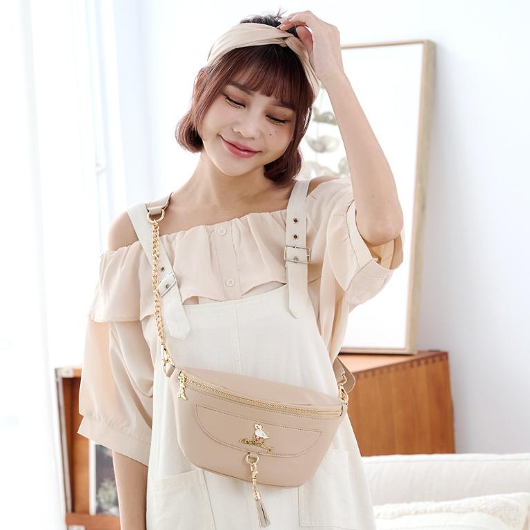 B.S.D.S冰山袋鼠 - 午後濃茶 - 簡約金鍊斜背胸包 - 奶茶杏【P6153-C】