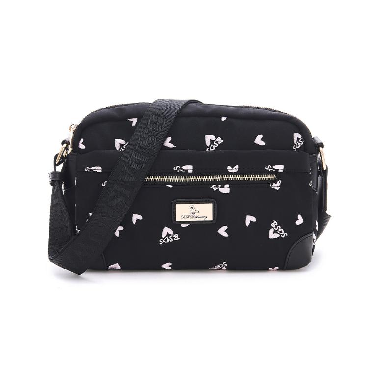 B.S.D.S冰山袋鼠 - 勾心紅妝 - 甜美刺繡圓角造型斜背包 - 心型粉【G070K】