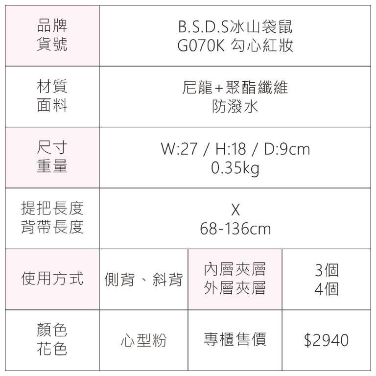 B.S.D.S冰山袋鼠 - 勾心紅妝 - 甜美刺繡圓角造型斜背包 - 心型粉【G070K】