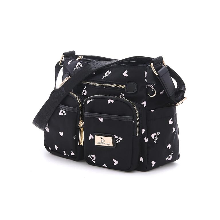 B.S.D.S冰山袋鼠 - 勾心紅妝 - 甜美刺繡多口袋斜背包 - 心型粉【G089K】