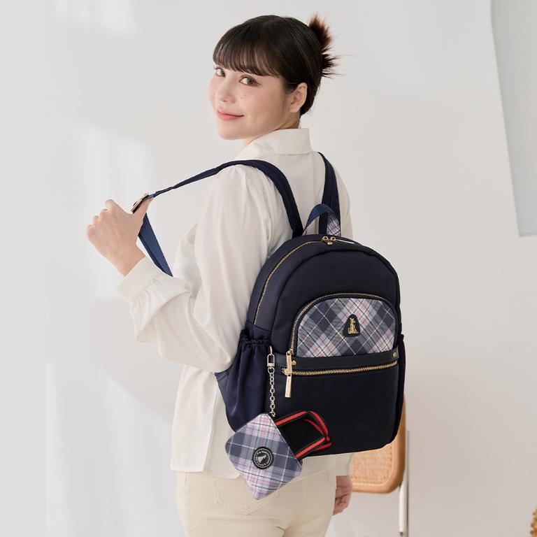 B.S.D.S冰山袋鼠 - 都會名伶 - 英倫風多口袋附插袋後背包 - 古典藍【K116B】