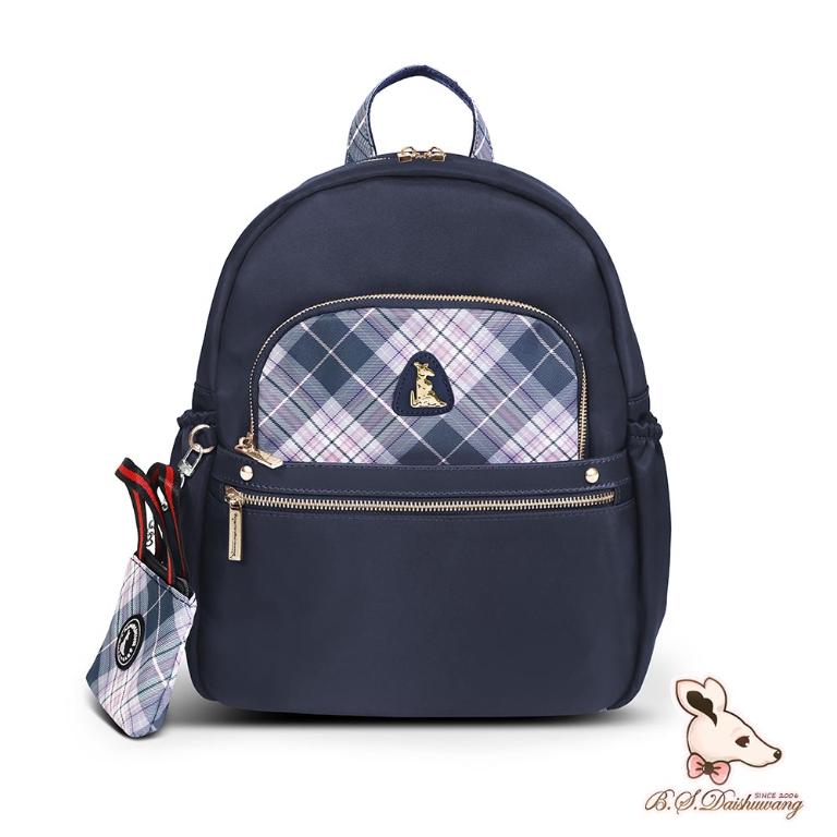 B.S.D.S冰山袋鼠 - 都會名伶 - 英倫風多口袋附插袋後背包 - 古典藍【K116B】