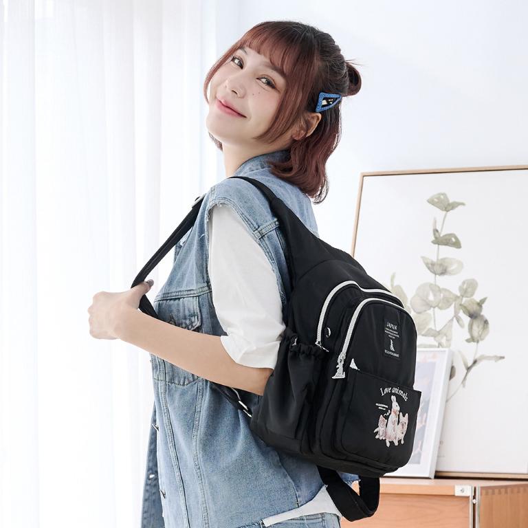 B.S.D.S冰山袋鼠 - 動物派對 - 學院風後背包 - 霧黑色【Z0019-3K】