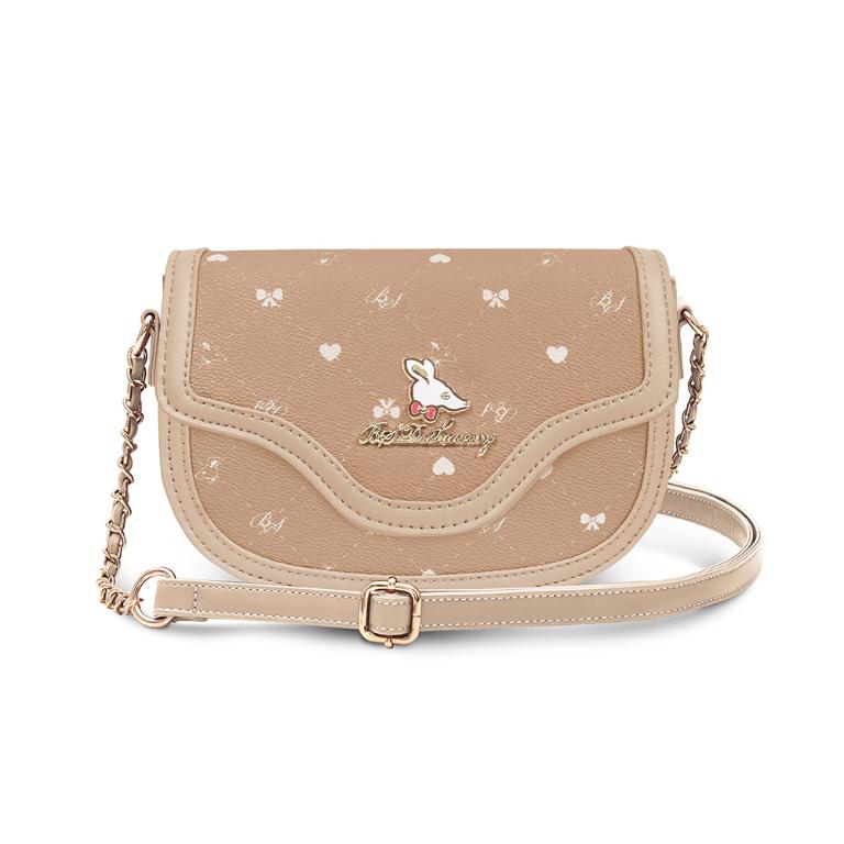 B.S.D.S冰山袋鼠 - 布朗小姐 - 甜美金鍊斜背馬鞍包 - 粉杏色【6155-C】