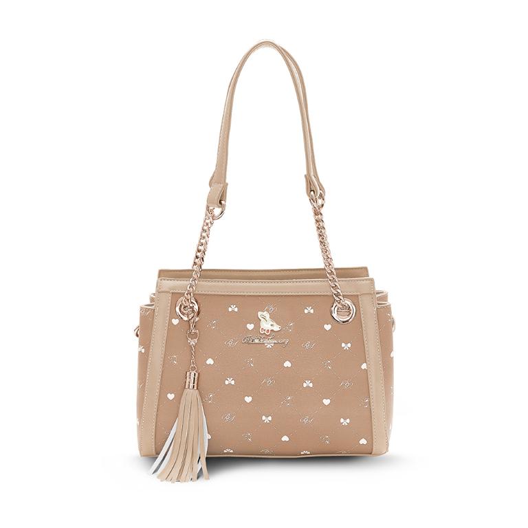 B.S.D.S冰山袋鼠 - 布朗小姐 - 甜美金鍊兩用托特包 - 粉杏色【9088-C】