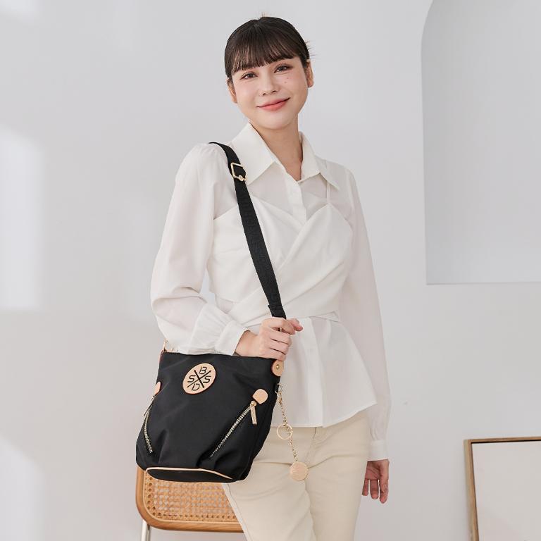 B.S.D.S冰山袋鼠 - 黑色狂想曲 - 古典輕奢可拆式兩用手提包 - 駱色黑【S-6011K】