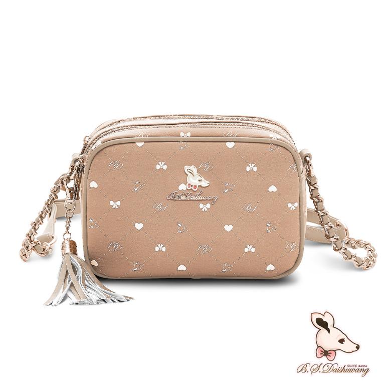 B.S.D.S冰山袋鼠 - 布朗小姐 - 甜美金鍊多層斜背包 - 粉杏色【9090-C】