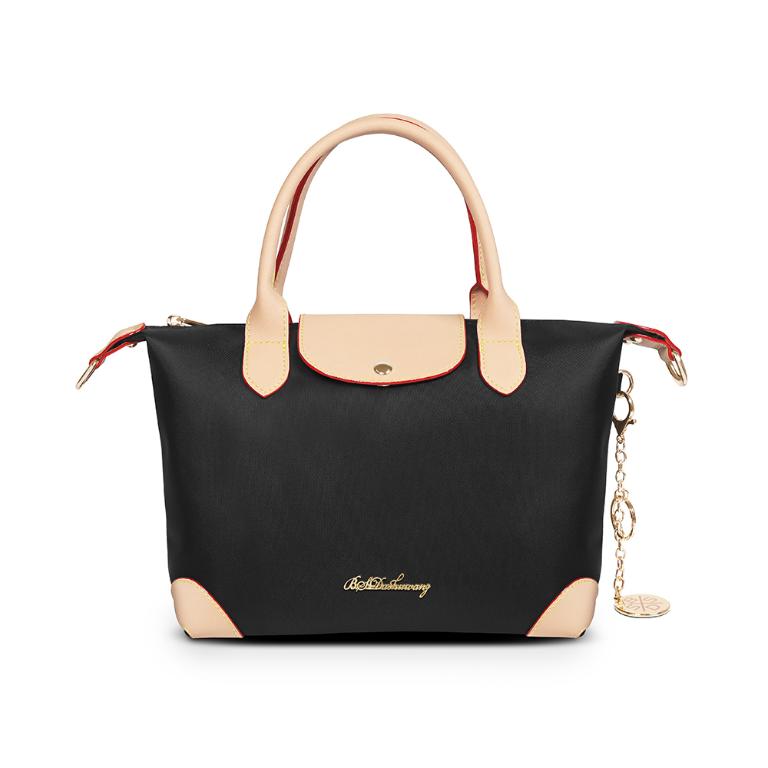 B.S.D.S冰山袋鼠 - 黑色狂想曲 - 古典輕奢蓋釦兩用手提包 - 駱色黑【S-092K】