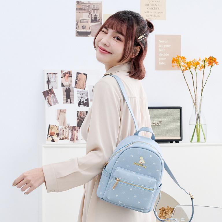 B.S.D.S冰山袋鼠 - 布朗小姐 - 甜美實搭迷你後背包 - 霧藍色【9083-LB】