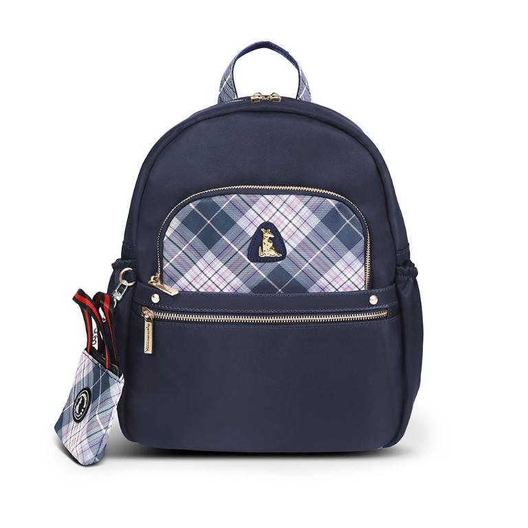 B.S.D.S冰山袋鼠 - 都會名伶 - 英倫風多口袋附插袋後背包 - 古典藍【K116B】