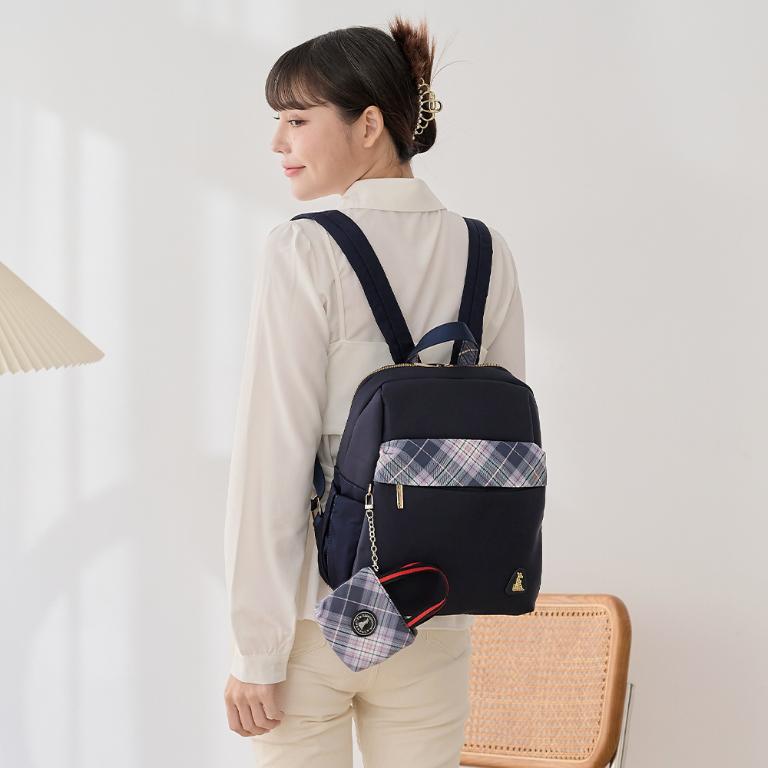 B.S.D.S冰山袋鼠 - 都會名伶 - 英倫風造型附插袋後背包 - 古典藍【K091B】