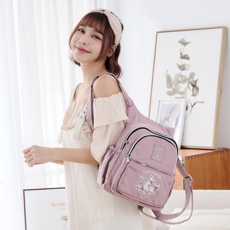 B.S.D.S冰山袋鼠 - 動物派對 - 學院風後背包 - 粉紫色【Z0019-3P】