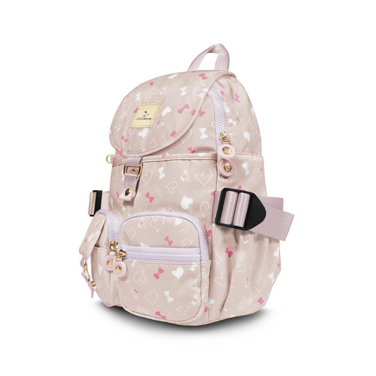 B.S.D.S冰山袋鼠 - 心心相印 - 溫柔多口袋附插袋後背包 - 粉杏色【D00151-C】