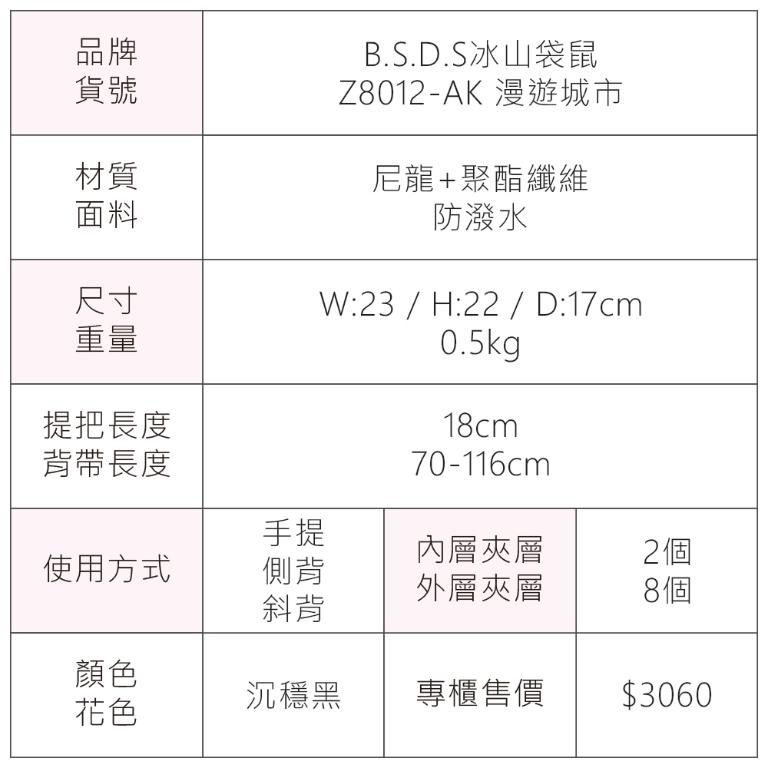 B.S.D.S冰山袋鼠 - 漫遊城市 - 小菱格手提兩用包 - 沉穩黑【Z8012-AK】