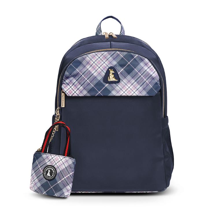 B.S.D.S冰山袋鼠 - 都會名伶 - 英倫風多夾層附插袋後背包 - 古典藍【K096B】