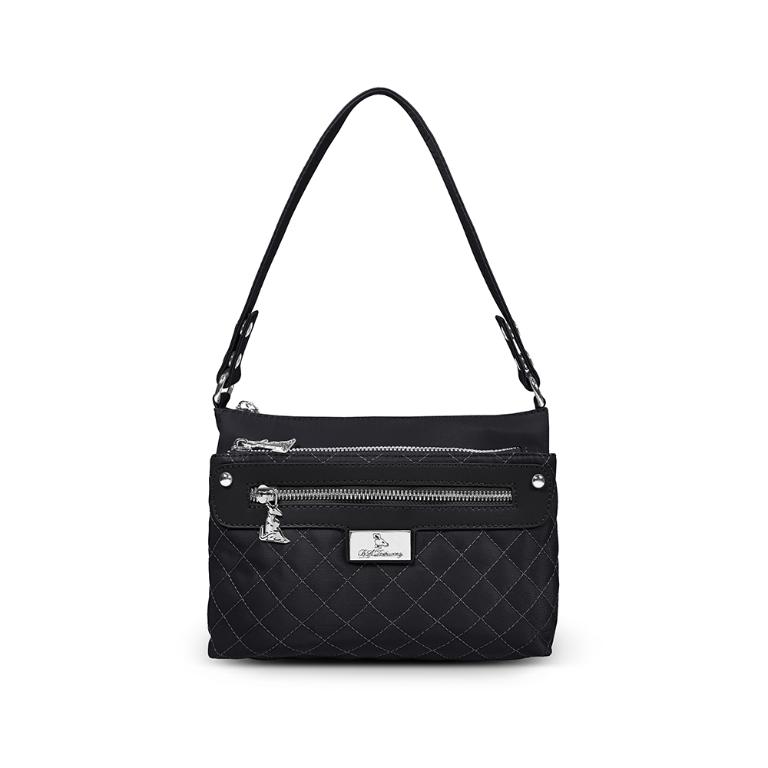 B.S.D.S冰山袋鼠 - 漫遊城市 - 小菱格實搭斜肩包 - 沉穩黑【Z8022-AK】