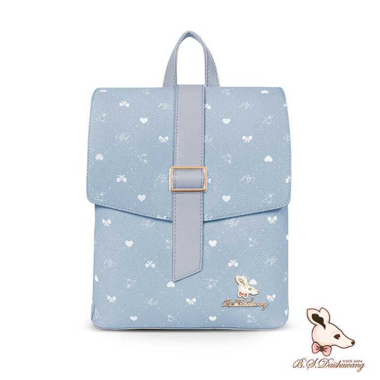 B.S.D.S冰山袋鼠 - 布朗小姐 - 甜美造型蓋釦後背包 - 霧藍色【6158-LB】