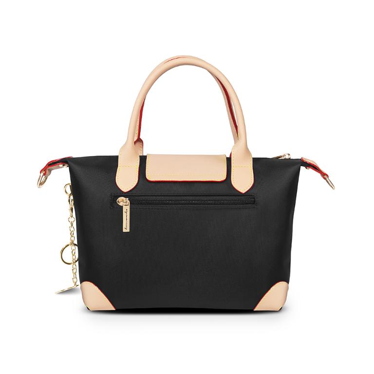 B.S.D.S冰山袋鼠 - 黑色狂想曲 - 古典輕奢蓋釦兩用手提包 - 駱色黑【S-092K】