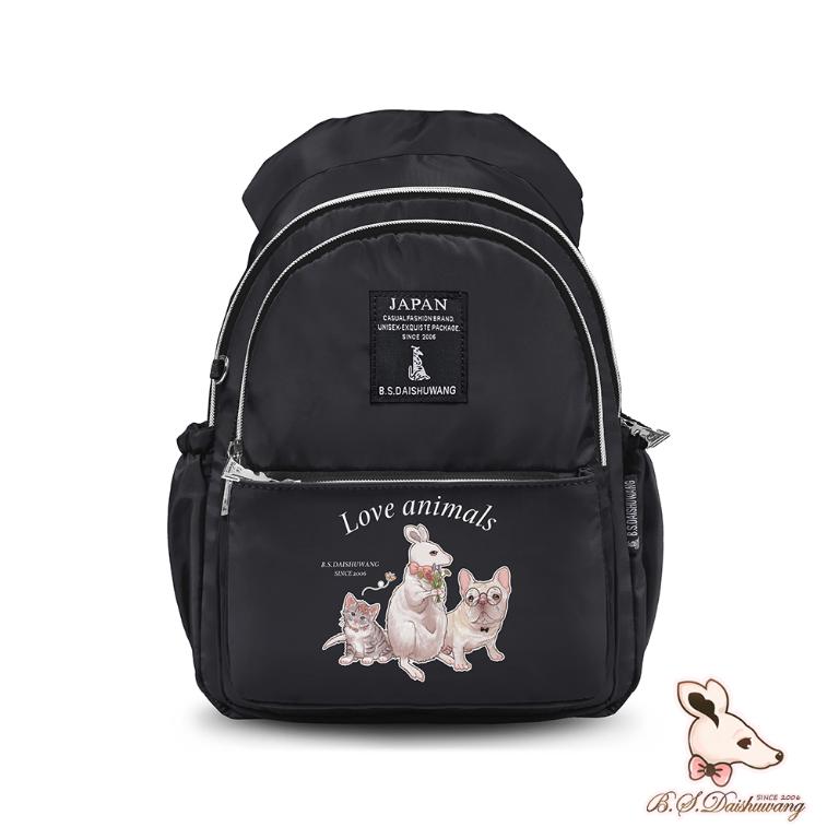 B.S.D.S冰山袋鼠 - 動物派對 - 學院風後背包 - 霧黑色【Z0019-3K】
