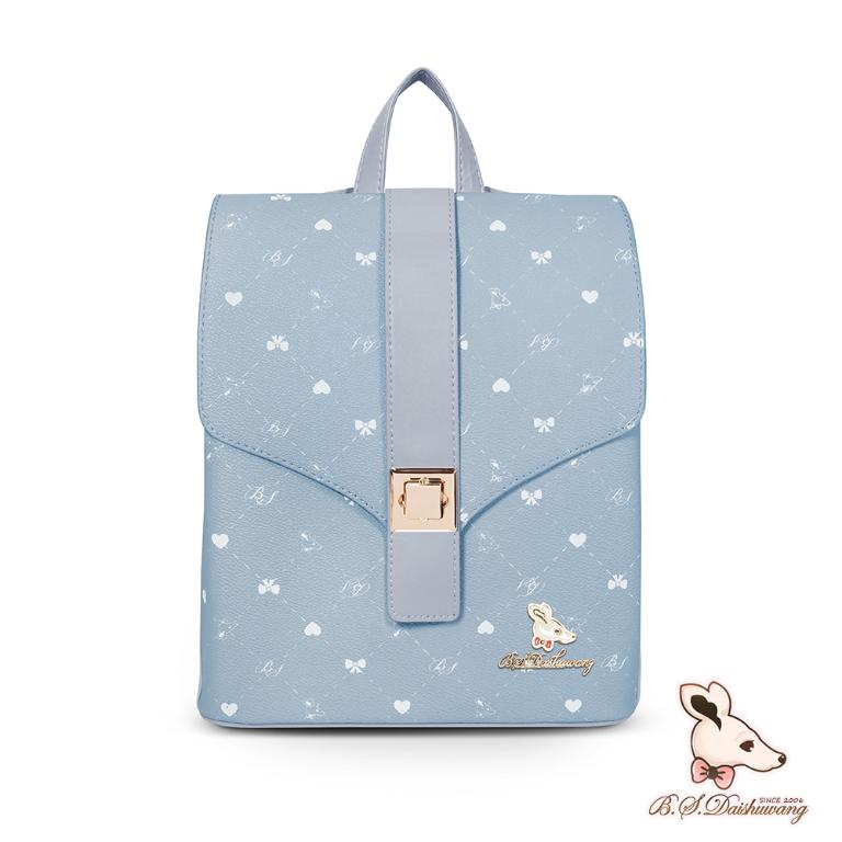 B.S.D.S冰山袋鼠 - 布朗小姐 - 甜美信封鎖釦後背包 - 霧藍色【6157-LB】