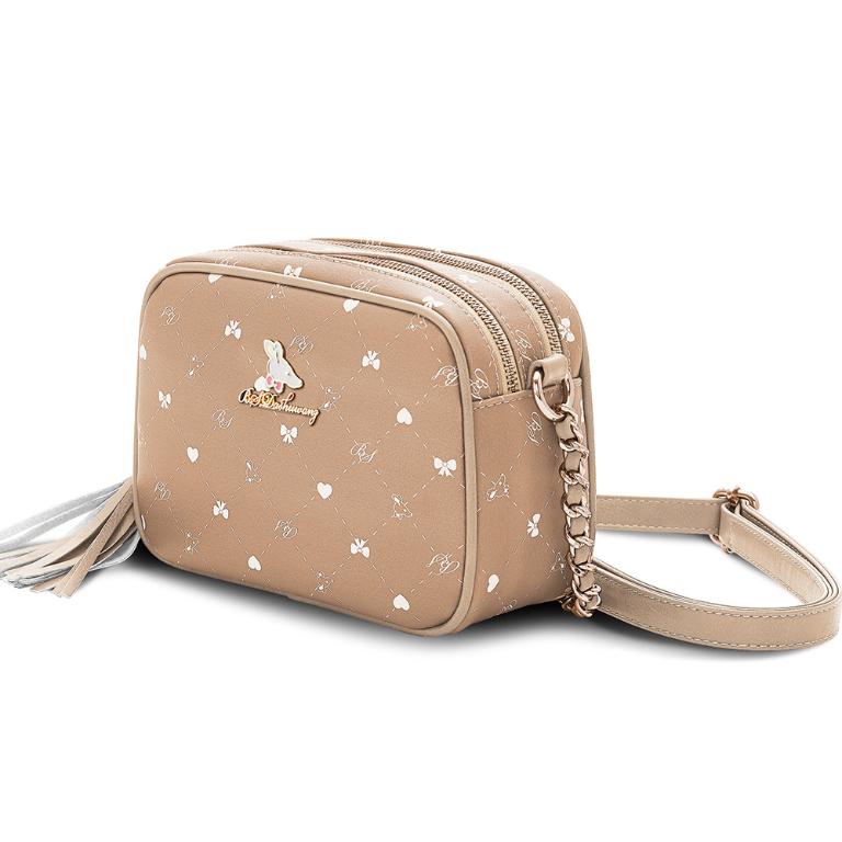 B.S.D.S冰山袋鼠 - 布朗小姐 - 甜美金鍊多層斜背包 - 粉杏色【9090-C】