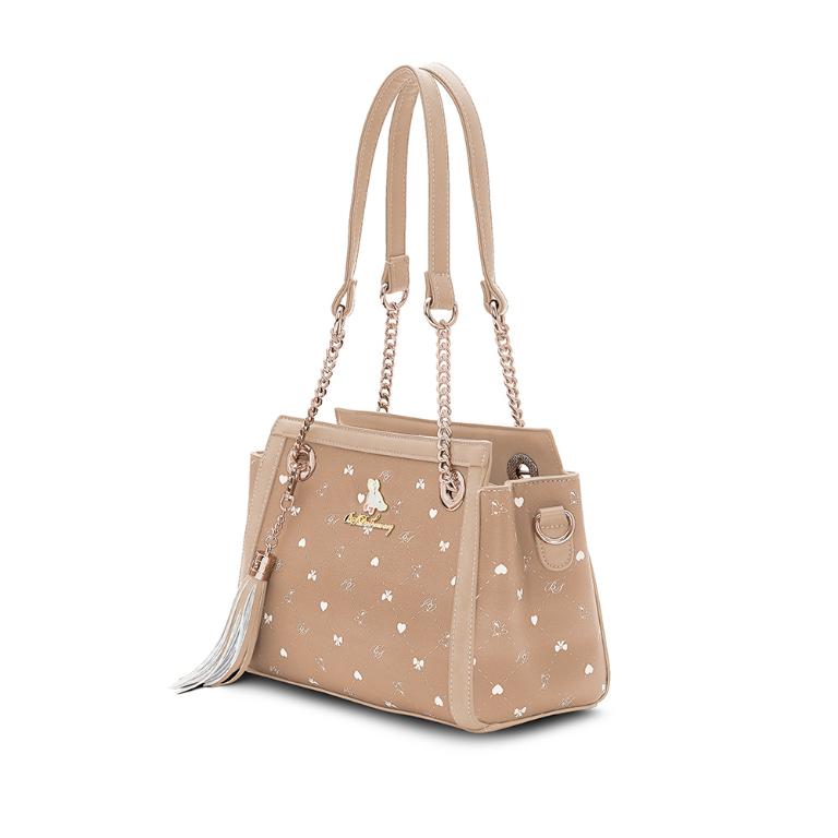 B.S.D.S冰山袋鼠 - 布朗小姐 - 甜美金鍊兩用托特包 - 粉杏色【9088-C】