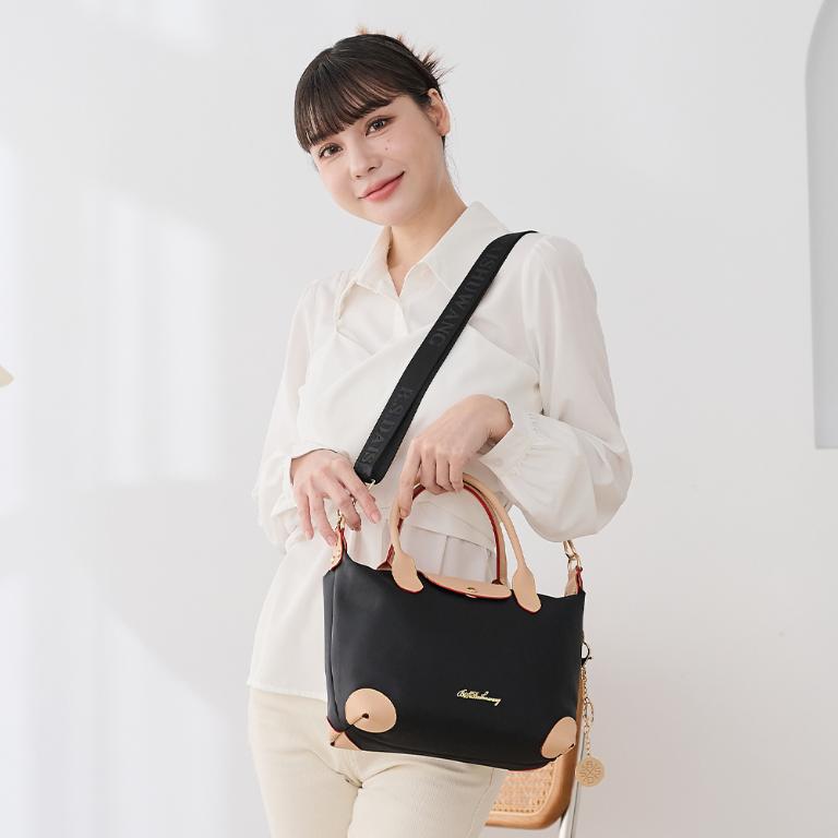 B.S.D.S冰山袋鼠 - 黑色狂想曲 - 古典輕奢蓋釦兩用手提包 - 駱色黑【S-092K】