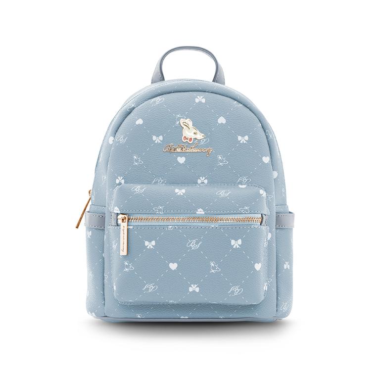 B.S.D.S冰山袋鼠 - 布朗小姐 - 甜美實搭迷你後背包 - 霧藍色【9083-LB】