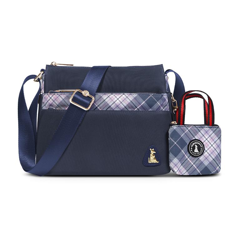 B.S.D.S冰山袋鼠 - 都會名伶 - 英倫風多層百搭斜背包 - 古典藍【K8014B】