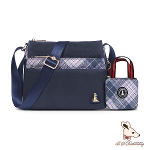 B.S.D.S冰山袋鼠 - 都會名伶 - 英倫風多層百搭斜背包 - 古典藍【K8014B】