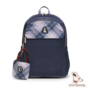 B.S.D.S冰山袋鼠 - 都會名伶 - 英倫風多夾層附插袋後背包 - 古典藍【K096B】