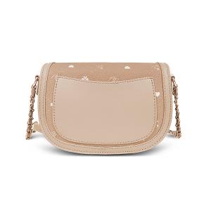 B.S.D.S冰山袋鼠 - 布朗小姐 - 甜美金鍊斜背馬鞍包 - 粉杏色【6155-C】