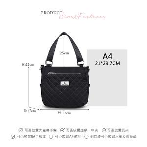 B.S.D.S冰山袋鼠 - 漫遊城市 - 小菱格手提兩用包 - 沉穩黑【Z8012-AK】