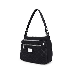 B.S.D.S冰山袋鼠 - 漫遊城市 - 小菱格實搭斜肩包 - 沉穩黑【Z8022-AK】