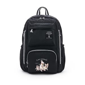 B.S.D.S冰山袋鼠 - 動物派對 - 輕旅大容量附插袋後背包 - 霧黑色【Z060-3K】