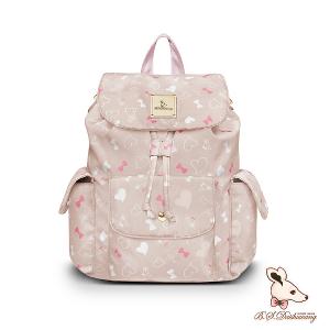 B.S.D.S冰山袋鼠 - 心心相印 - 溫柔多夾層後背包 - 粉杏色【D120-C】