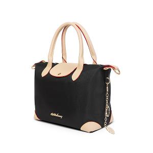 B.S.D.S冰山袋鼠 - 黑色狂想曲 - 古典輕奢蓋釦兩用手提包 - 駱色黑【S-092K】