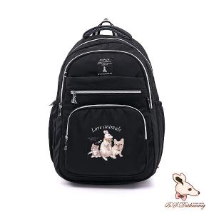B.S.D.S冰山袋鼠 - 動物派對 - 輕旅多層大容量附插袋後背包 - 霧黑色【Z1810-3K】