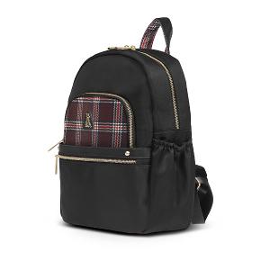 B.S.D.S冰山袋鼠 - 都會名伶 - 英倫風多口袋附插袋後背包 - 紅格黑【K116KR】