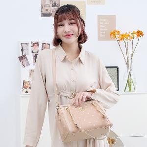 B.S.D.S冰山袋鼠 - 布朗小姐 - 甜美金鍊兩用托特包 - 粉杏色【9088-C】