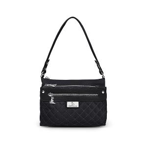 B.S.D.S冰山袋鼠 - 漫遊城市 - 小菱格實搭斜肩包 - 沉穩黑【Z8022-AK】