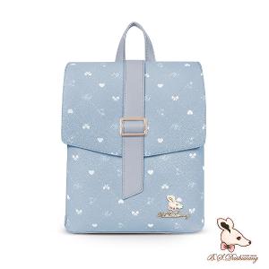 B.S.D.S冰山袋鼠 - 布朗小姐 - 甜美造型蓋釦後背包 - 霧藍色【6158-LB】