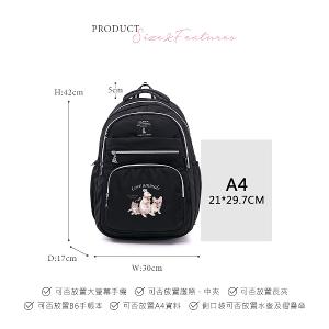 B.S.D.S冰山袋鼠 - 動物派對 - 輕旅多層大容量附插袋後背包 - 霧黑色【Z1810-3K】