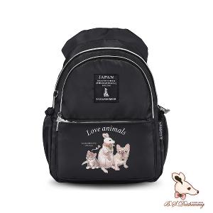 B.S.D.S冰山袋鼠 - 動物派對 - 學院風後背包 - 霧黑色【Z0019-3K】