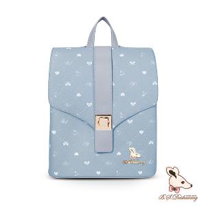 B.S.D.S冰山袋鼠 - 布朗小姐 - 甜美信封鎖釦後背包 - 霧藍色【6157-LB】