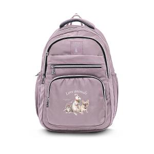 B.S.D.S冰山袋鼠 - 動物派對 - 輕旅多層大容量附插袋後背包 - 粉紫色【Z1810-3P】