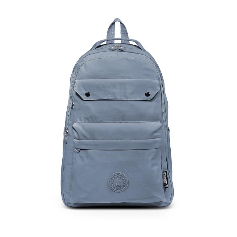 B.S.D.S冰山袋鼠 - 樂活遊記 - 格紋大容量附插袋胸扣後背包 - 藍色【X1250B】